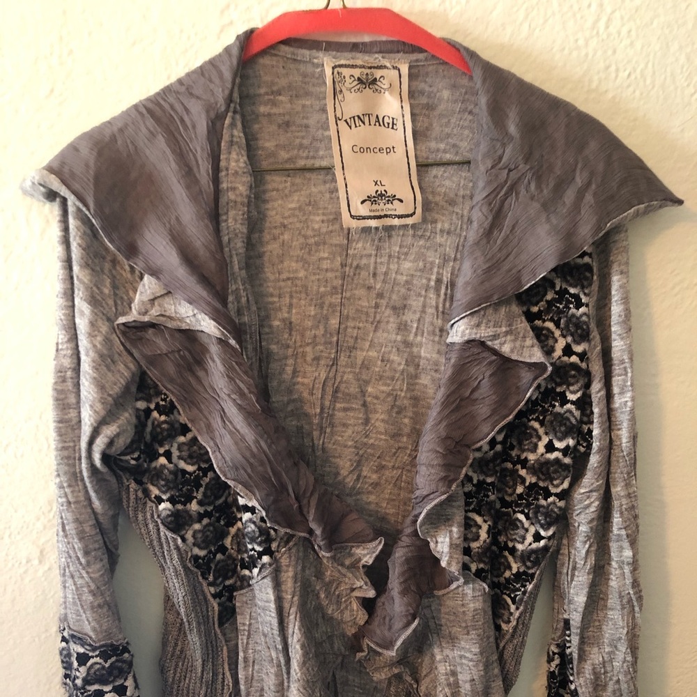 Long Sleeve Cardigan with Velvet Print